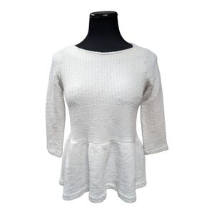 Amadi Anthropologie White Textured Blouse Size S